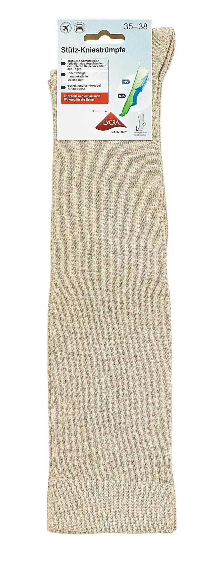 Kompressionsstrümpfe 15 mmHg aus Baumwolle – Stütz-/Reisekniestrümpfe Gr. 35–46