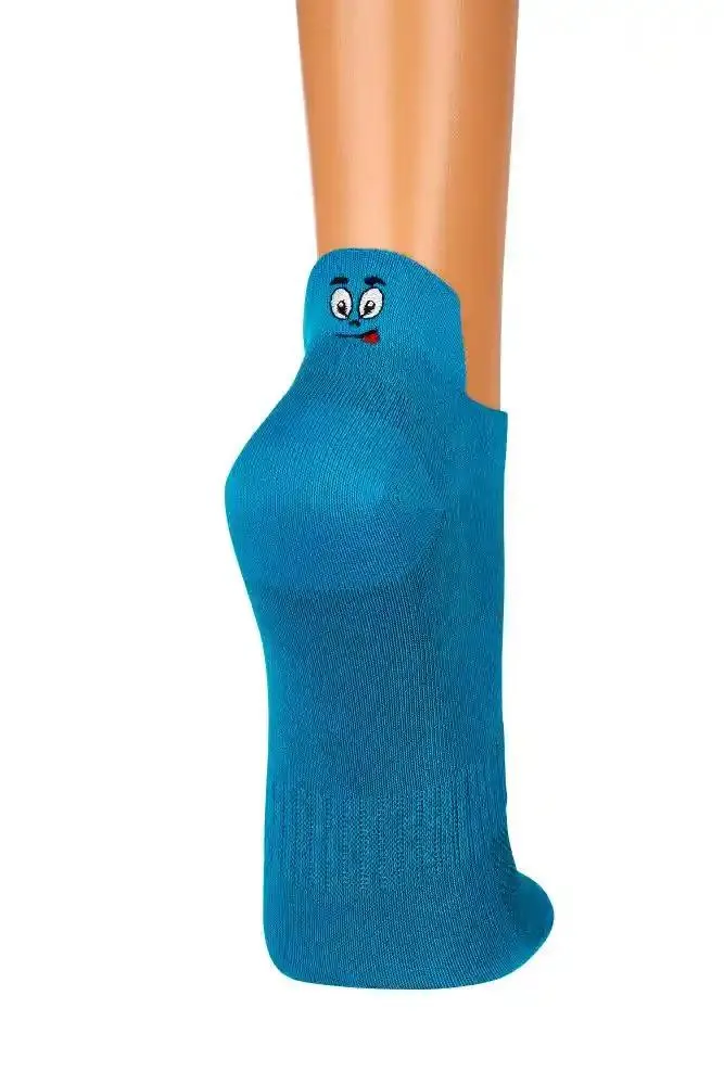 3 Paar Sneaker Socken mit hochgezogener Ferse und Stickerei Unisex bunt schwarz