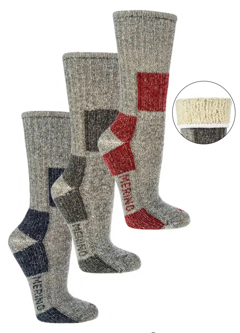 Merinowolle Trekkingsocken – Wandersocken Outdoor (1 Paar), Gr. 35–46