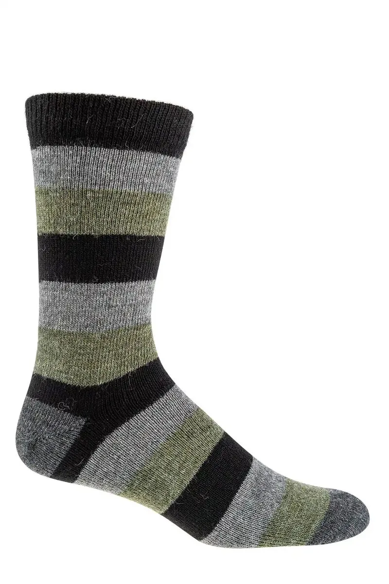 Warme Wollsocken mit Alpaka & Schafwolle – Gestreifte Naturfarben (3 oder 6 Paar)