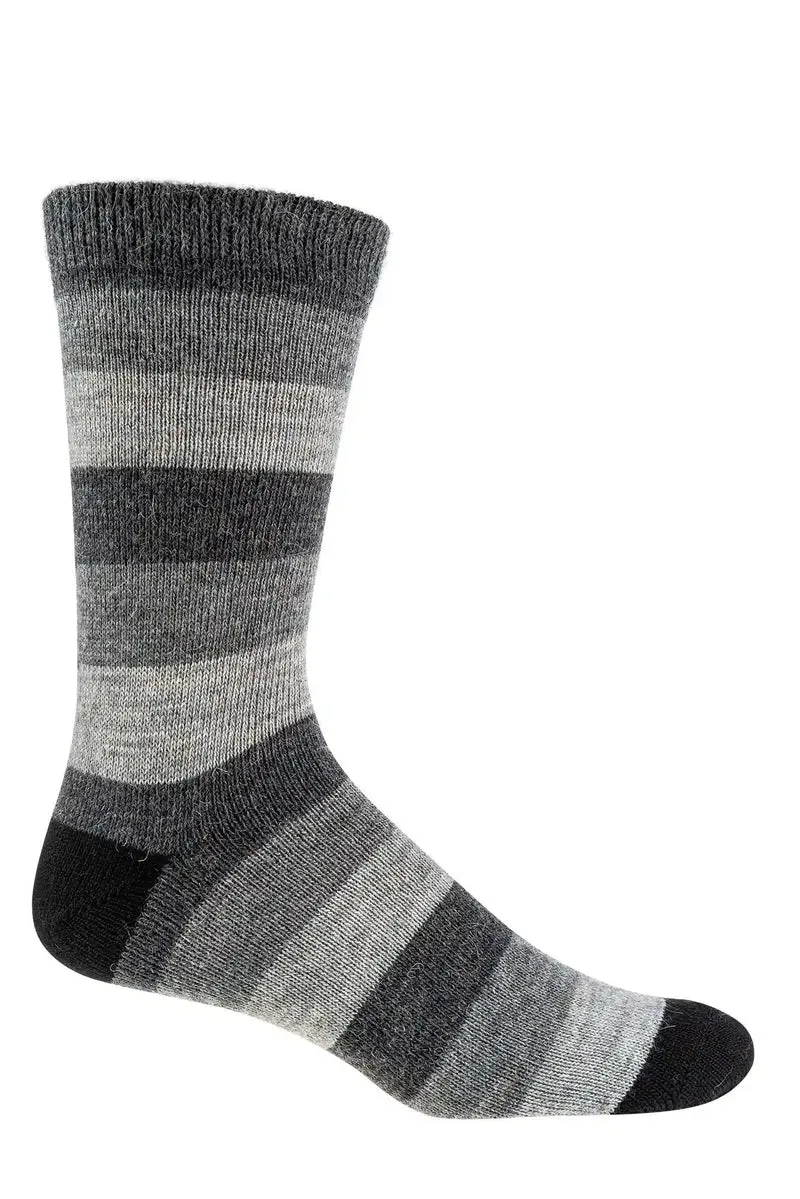 Warme Wollsocken mit Alpaka & Schafwolle – Gestreifte Naturfarben (3 oder 6 Paar)