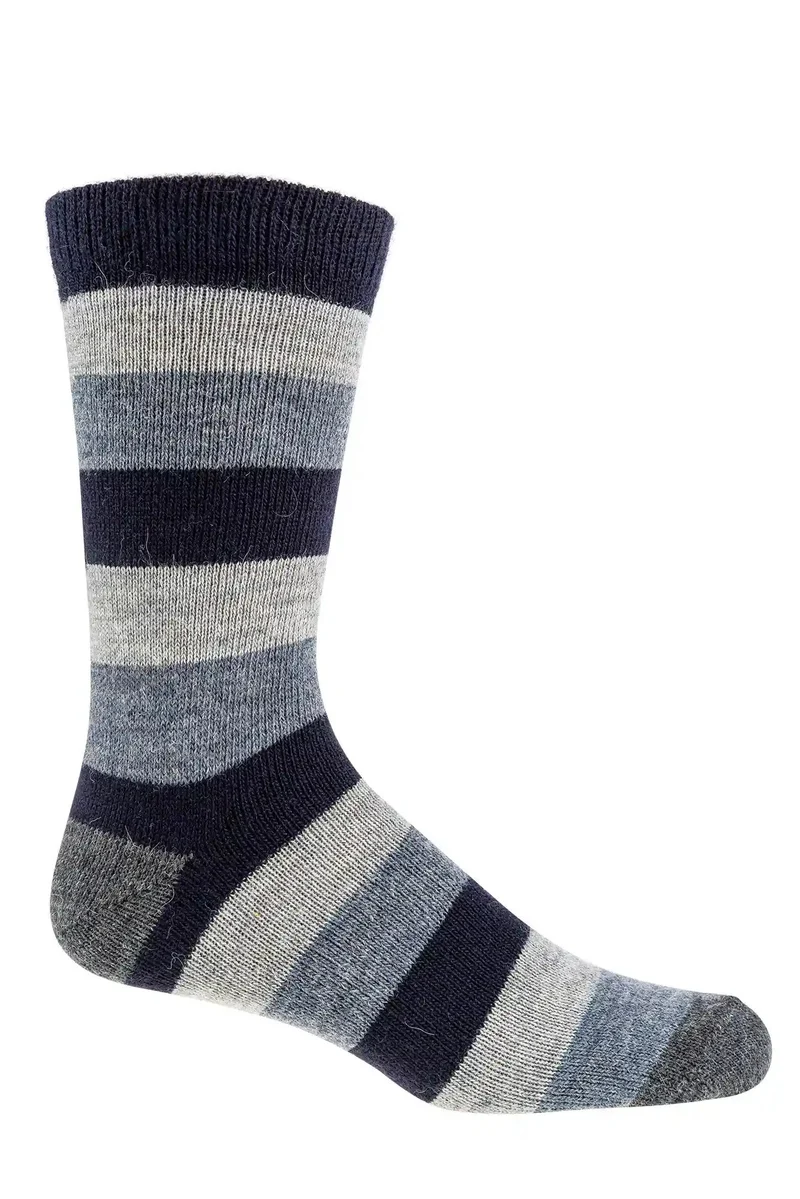 Warme Wollsocken mit Alpaka & Schafwolle – Gestreifte Naturfarben (3 oder 6 Paar)