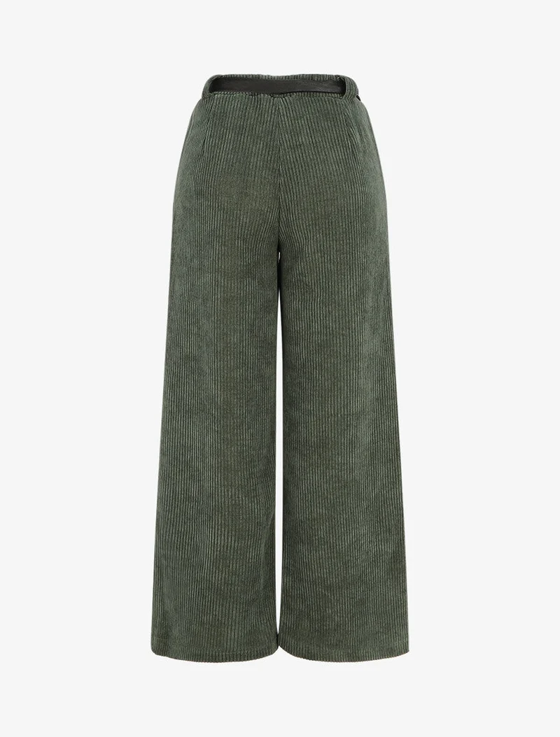 Weite Hose aus Cordstoff - Grün