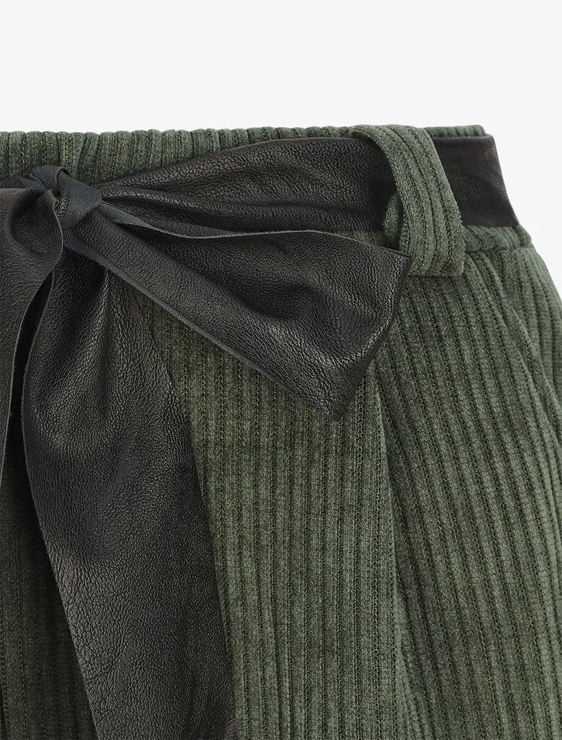 Weite Hose aus Cordstoff - Grün