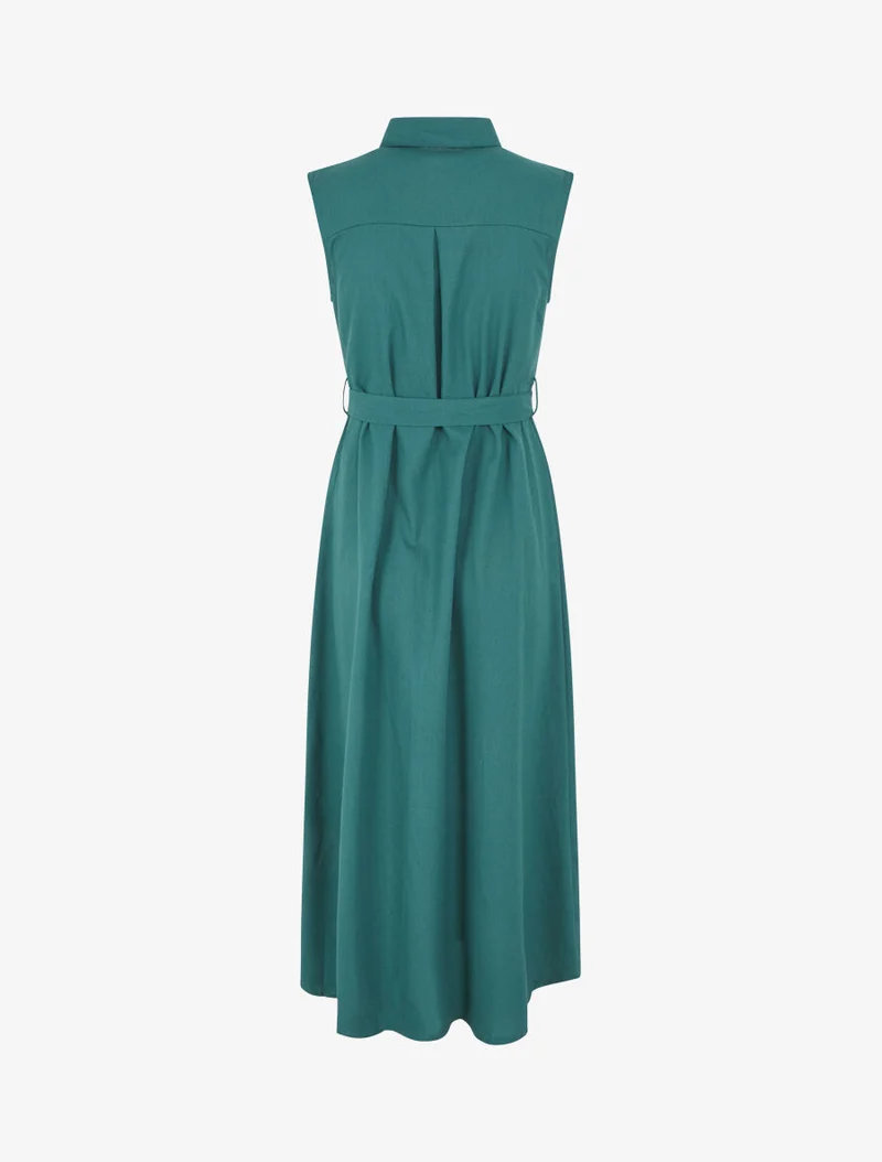 Ausgestelltes Kleid mit Knöpfen und Taschen - Entenblau