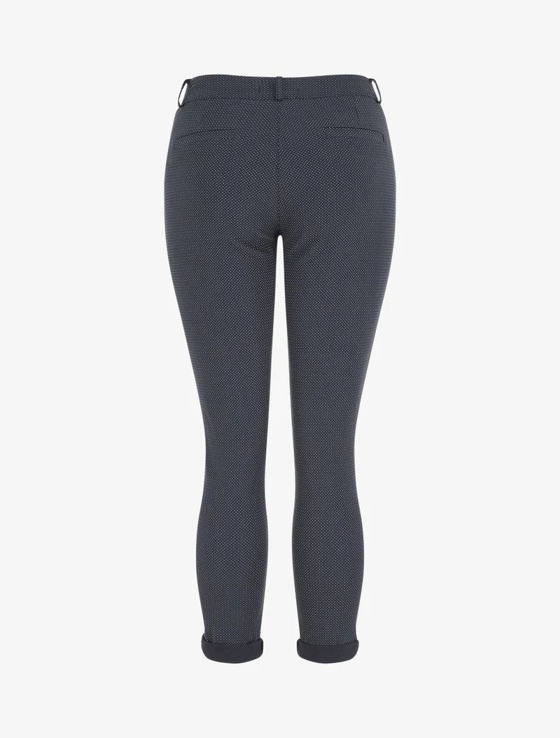 Gerade geschnittene Hose mit hohem Bund und kleinen Punkten. - Marine