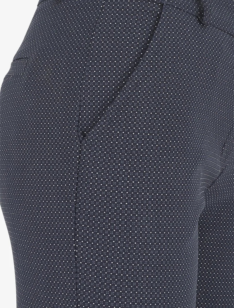 Gerade geschnittene Hose mit hohem Bund und kleinen Punkten. - Marine