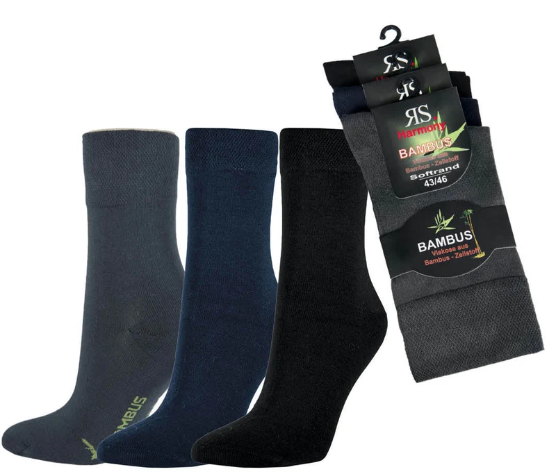RS Harmony by Riese Bambus Viskose Socken 3 Farben mit Softrand | 3 bis 15 Paar