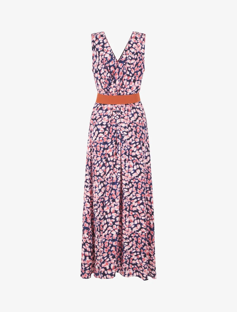 Empire-Kleid mit grafischem Druck - Marine