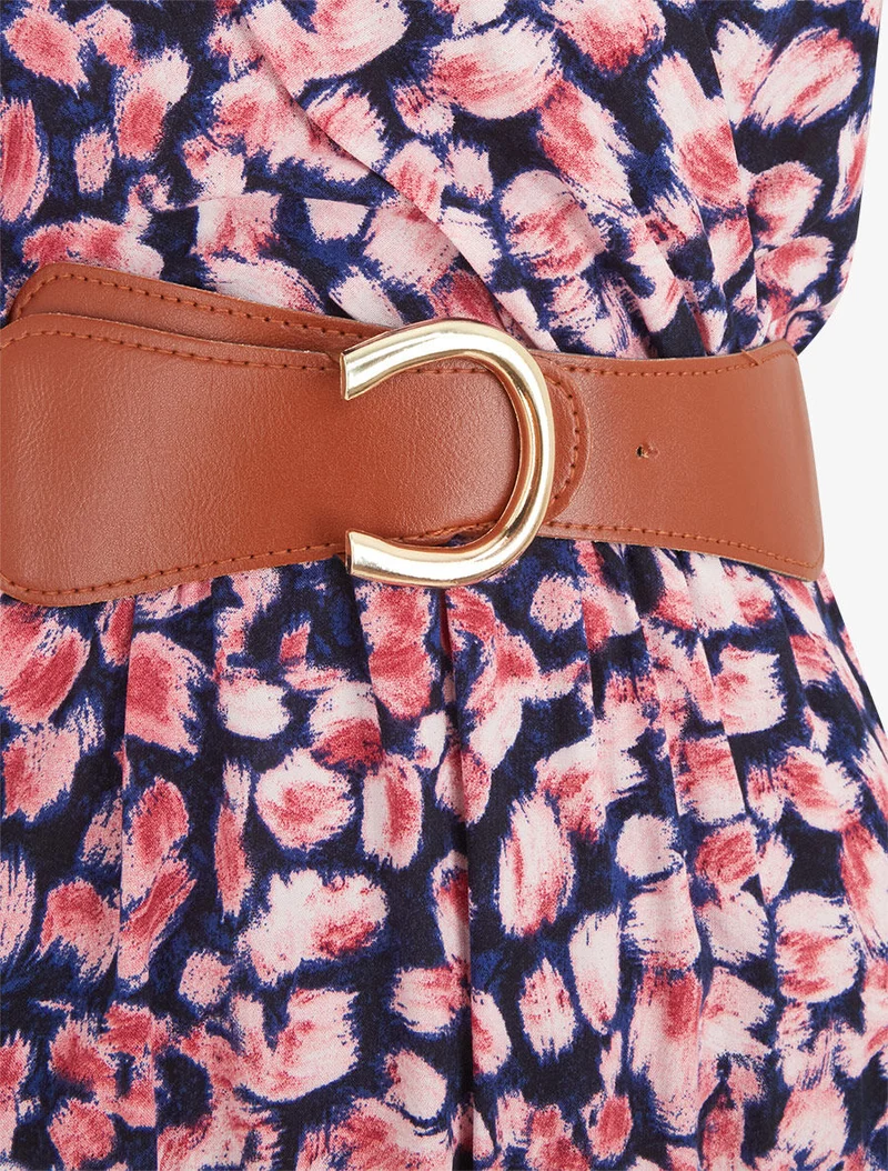 Empire-Kleid mit grafischem Druck - Marine