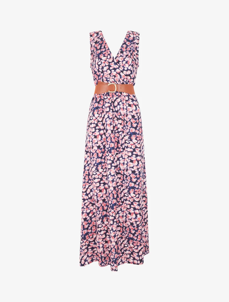 Empire-Kleid mit grafischem Druck - Marine