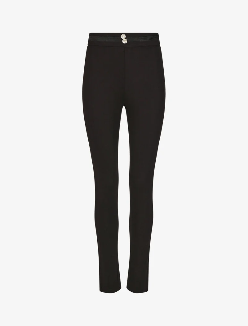 Hoch taillierte Slim-Hose - Schwarz