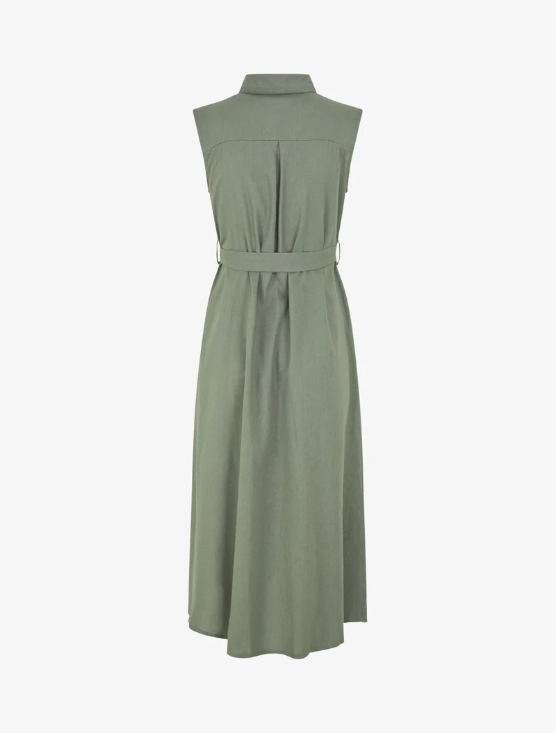 Ausgestelltes Kleid mit Knöpfen und Taschen - Kaki