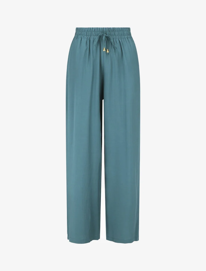Weite Hose mit elastischem Bund - Entenblau