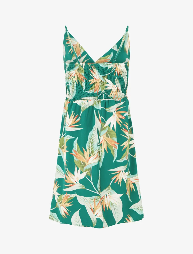 Midikleid mit Blätterdruck - Grün