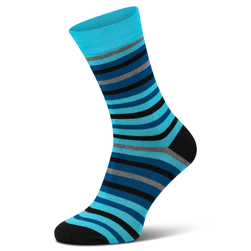 Bambus Viskose Socken Ringel blau Softrand ohne Gummi Unisex bamboo:line 3-15 Paar