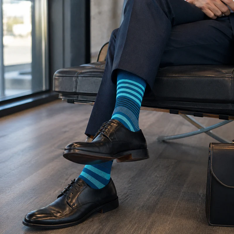Bambus Viskose Socken Ringel blau Softrand ohne Gummi Unisex bamboo:line 3-15 Paar