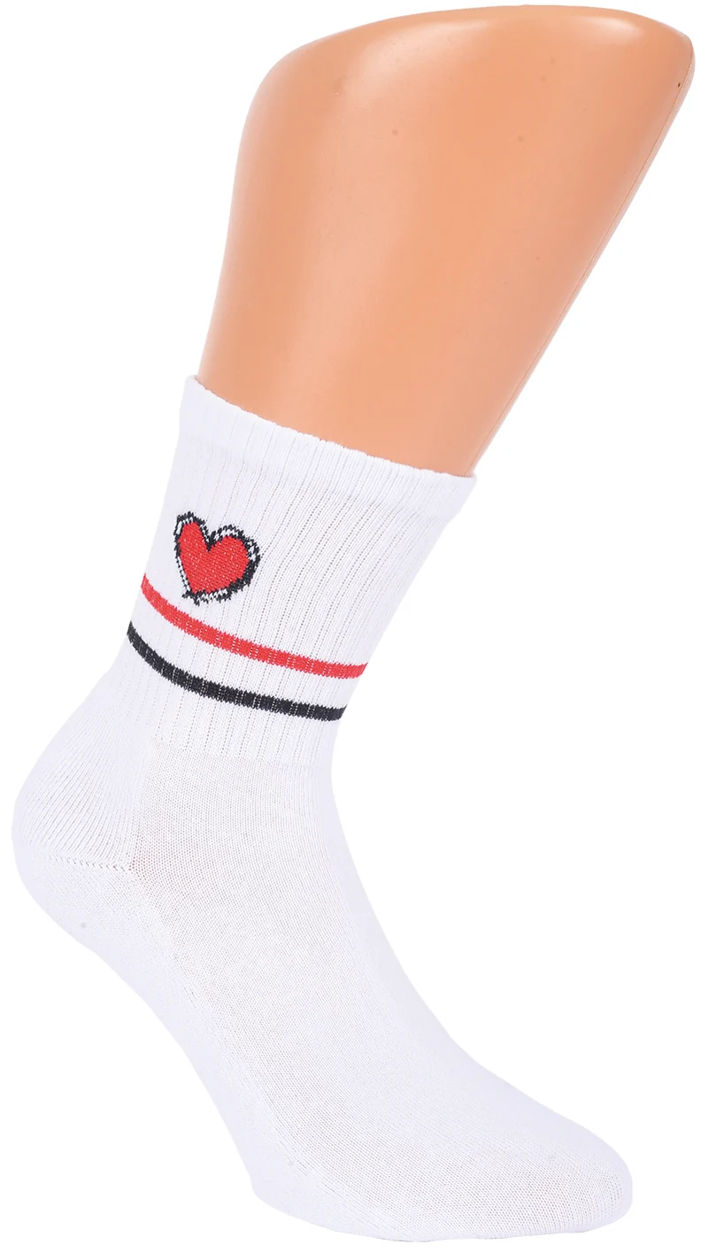 Tennissocken mit Motiv Herz und Kleeblatt Frottee Sohle LUCKY SOCKS 2 | 4 Paar