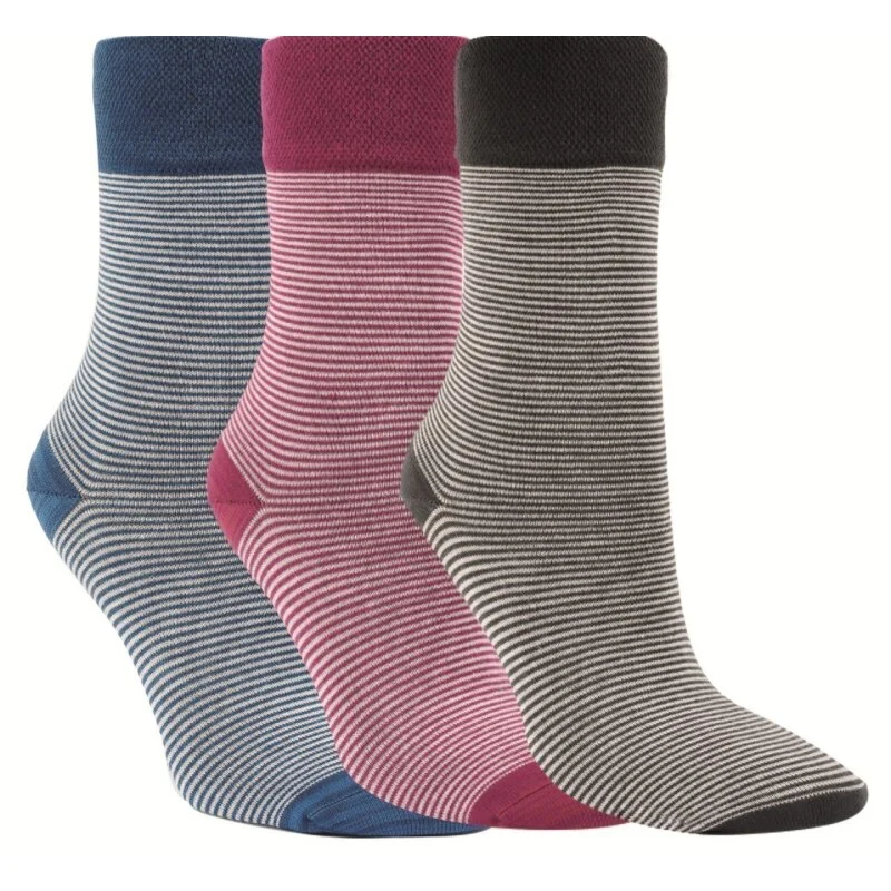 Bambus Viskose Socken mit feinen Ringeln im Mehrpaar Pack mit Softrand