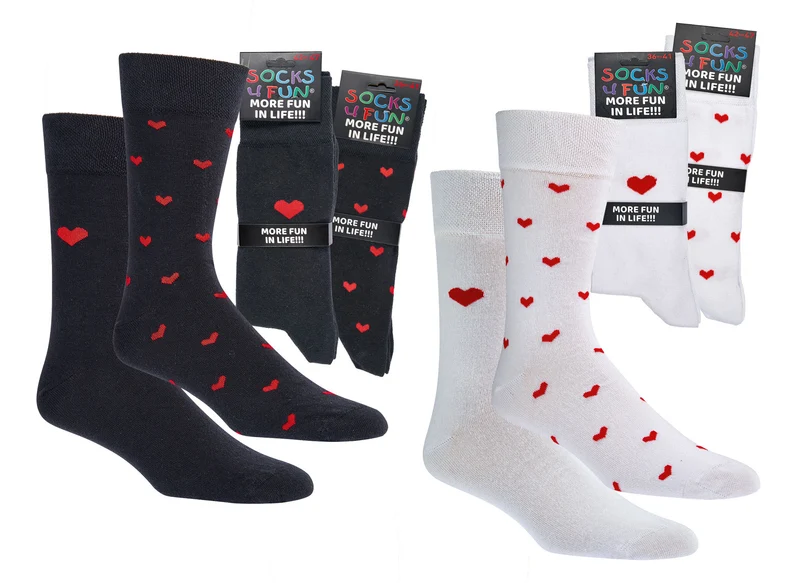 Valentinstag Herz Socken als Partnerlook und Besties Geschenk 2er oder 4er Pack
