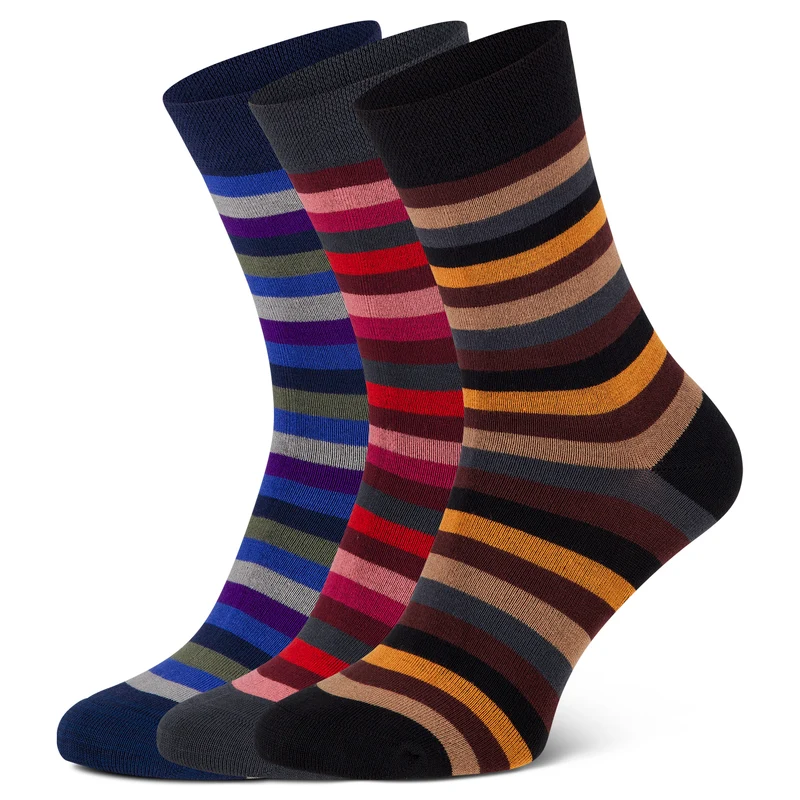 Bunte Bambus Viskose Socken mit Streifen ohne Gummi bamboo:line 3-15 Paar