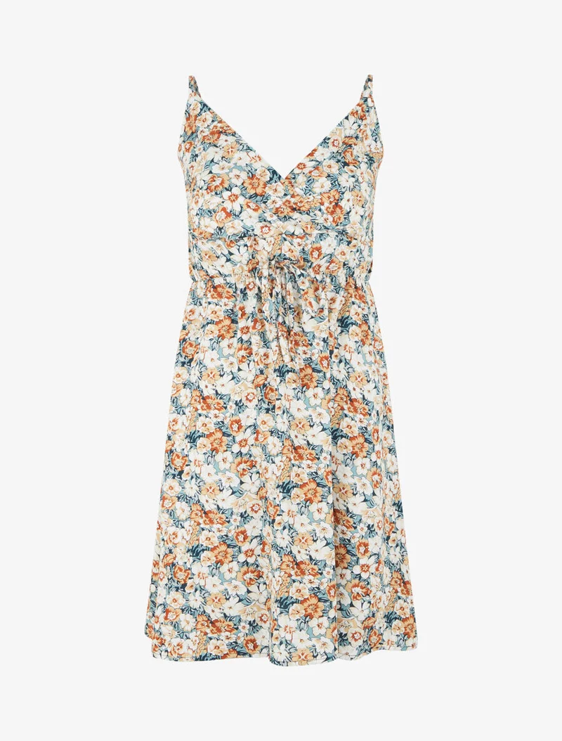 Midikleid mit Blumenmuster - Wassergrün