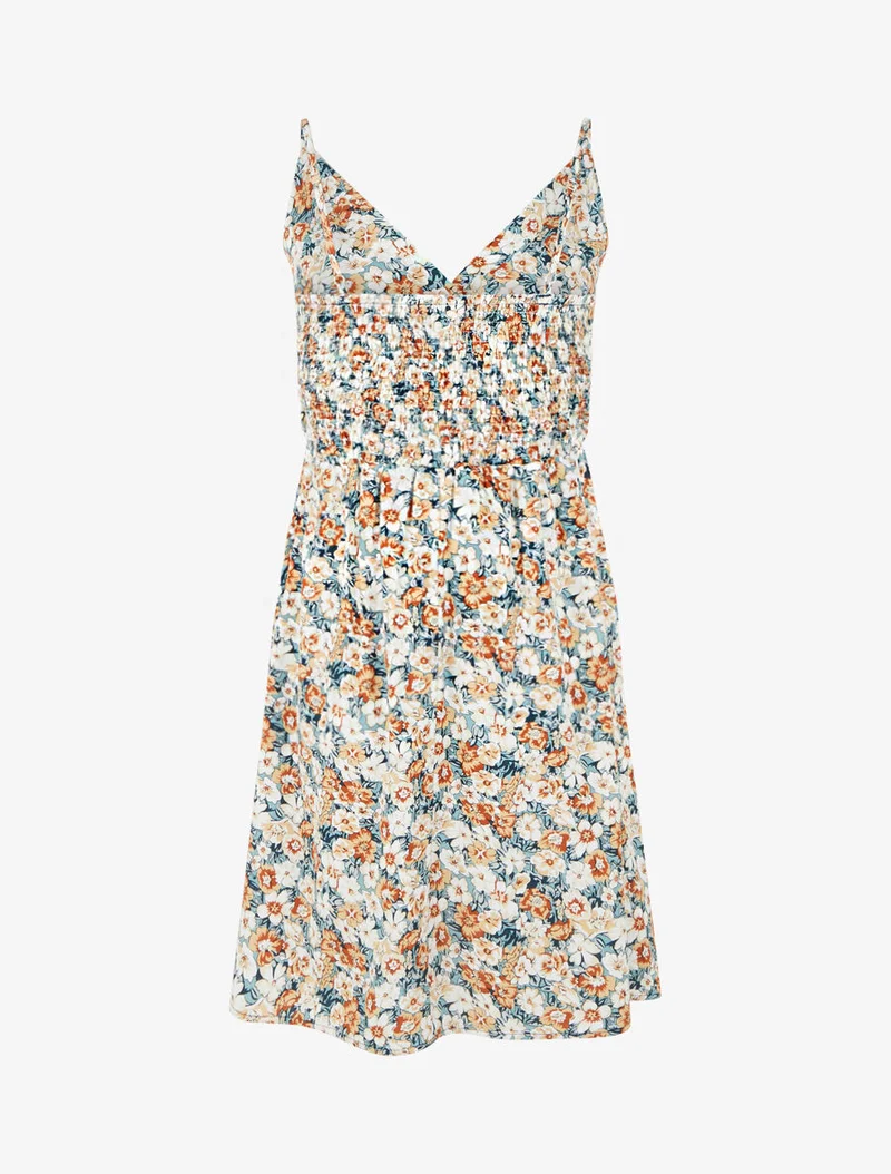 Midikleid mit Blumenmuster - Wassergrün