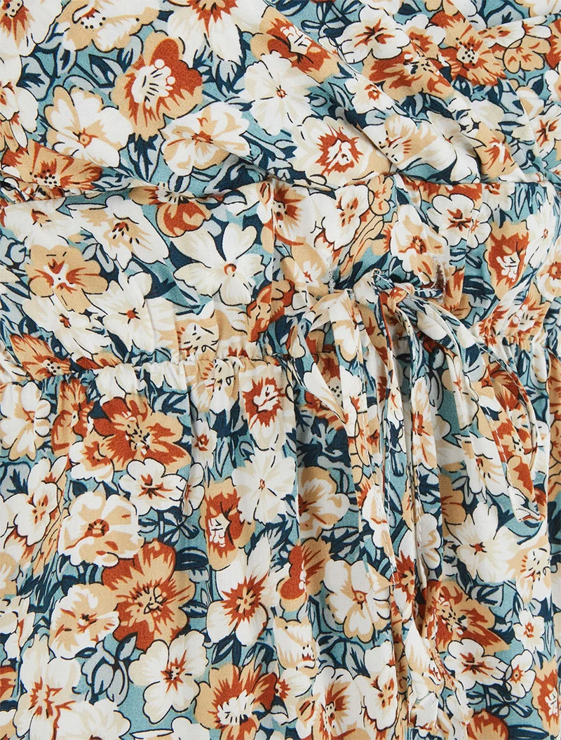 Midikleid mit Blumenmuster - Wassergrün