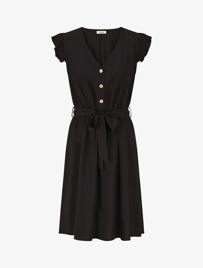 Unifarbenes Midikleid - Schwarz