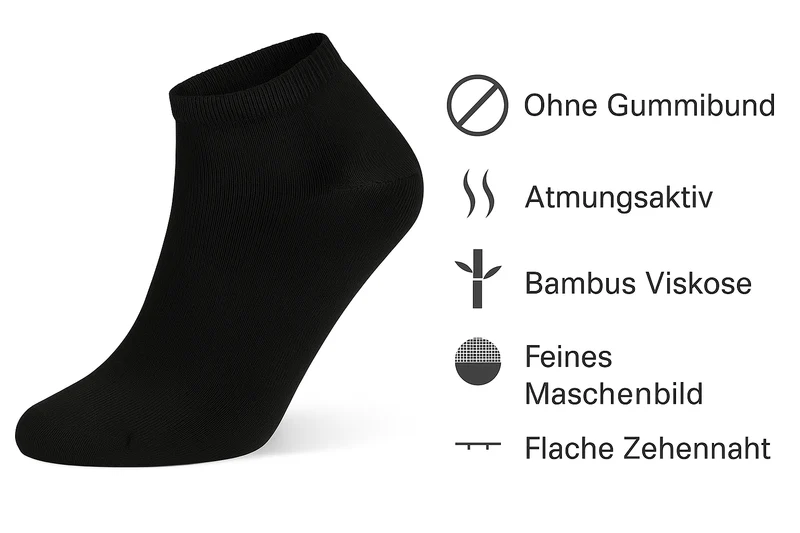 Bambus Viskose Sneaker Socken ohne Gummi | bamboo:line von foot-art