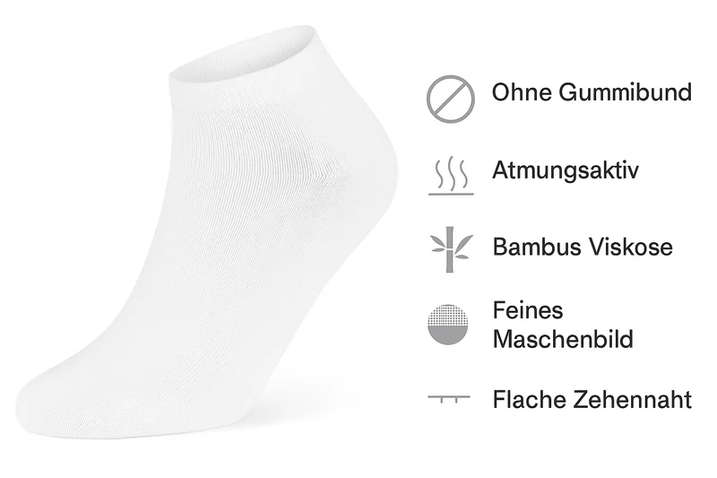 Bambus Viskose Sneaker Socken ohne Gummi | bamboo:line von foot-art