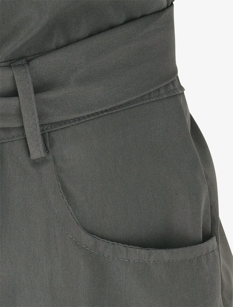 Ärmelloser, einfarbiger, gerader Jumpsuit. - Grauer Kakibaum