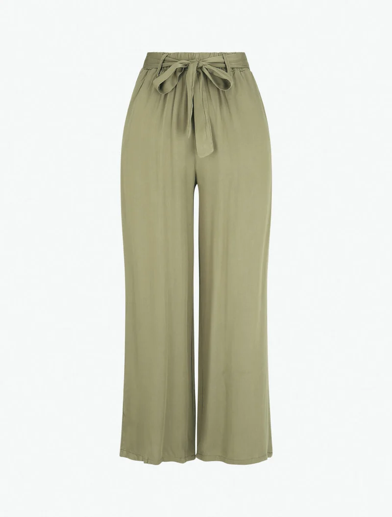 Elastische fließende Hose - Kaki