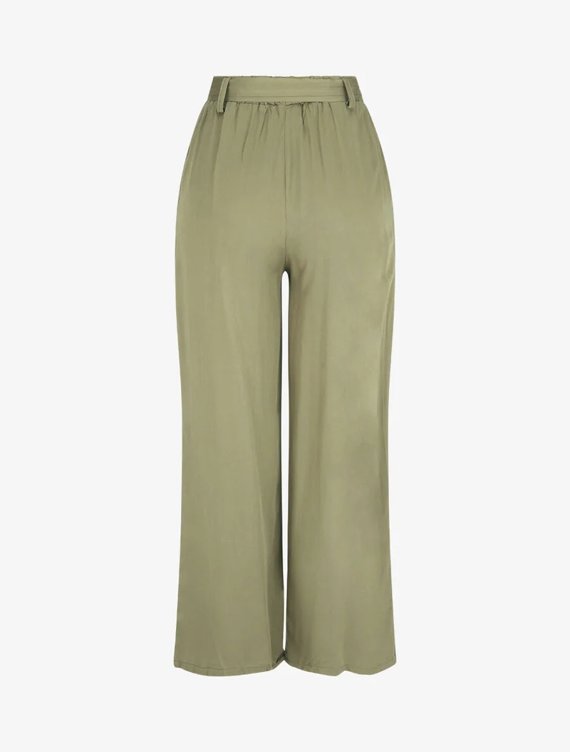 Elastische fließende Hose - Kaki