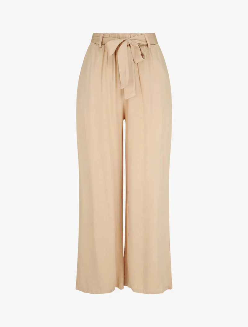 Elastische fließende Hose - Beige