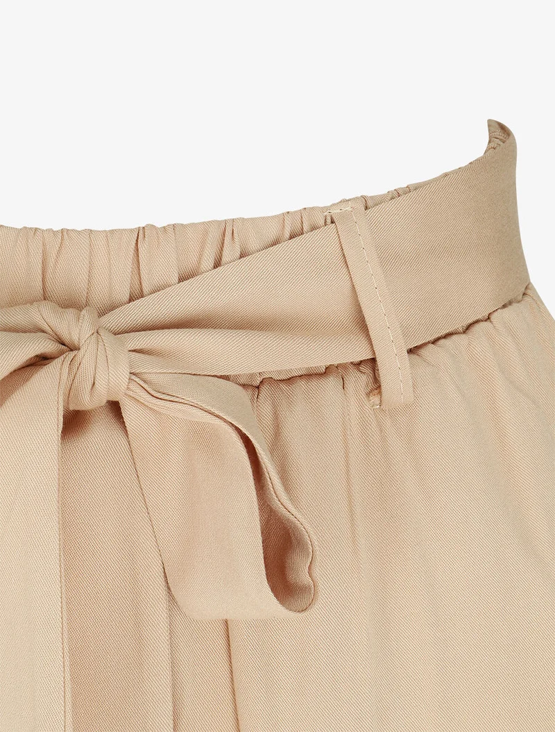 Elastische fließende Hose - Beige