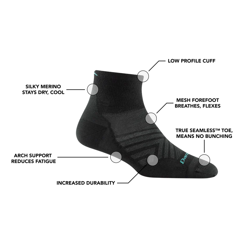 Women's Run Quarter Cushioned Ultra-Lightweight Running Socks