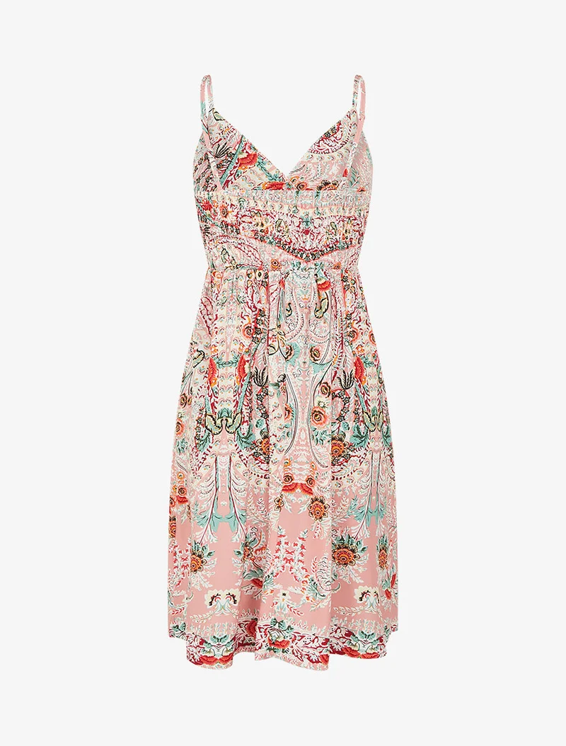 Kurzes Kleid mit Blumenmuster - Rose