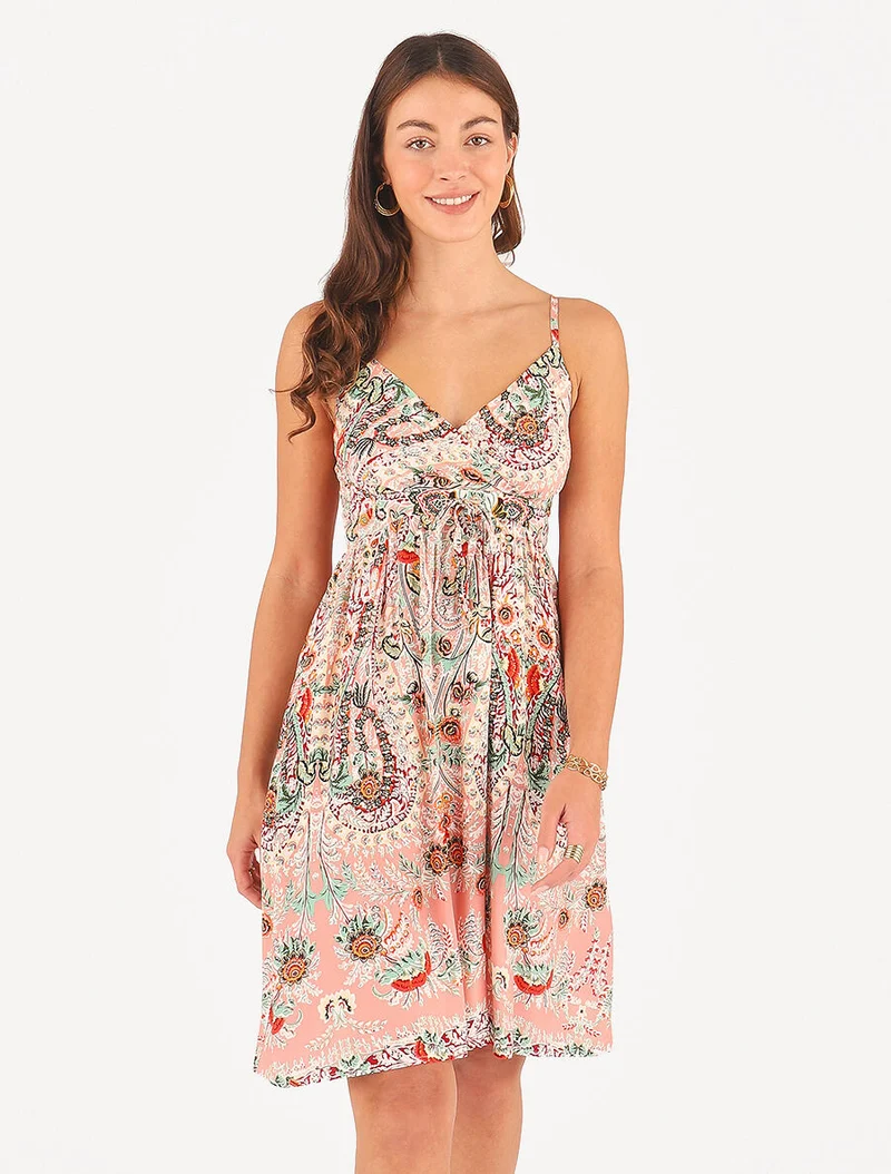 Kurzes Kleid mit Blumenmuster - Rose