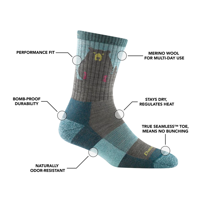 Women's Bear Town Micro Crew Lightweight Hiking Socks