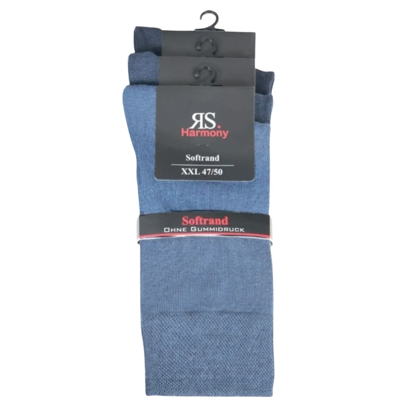 Baumwollsocken Herren in Übergröße 47–54 in Jeans mit Softrand ohne Gummi im Mehrpack