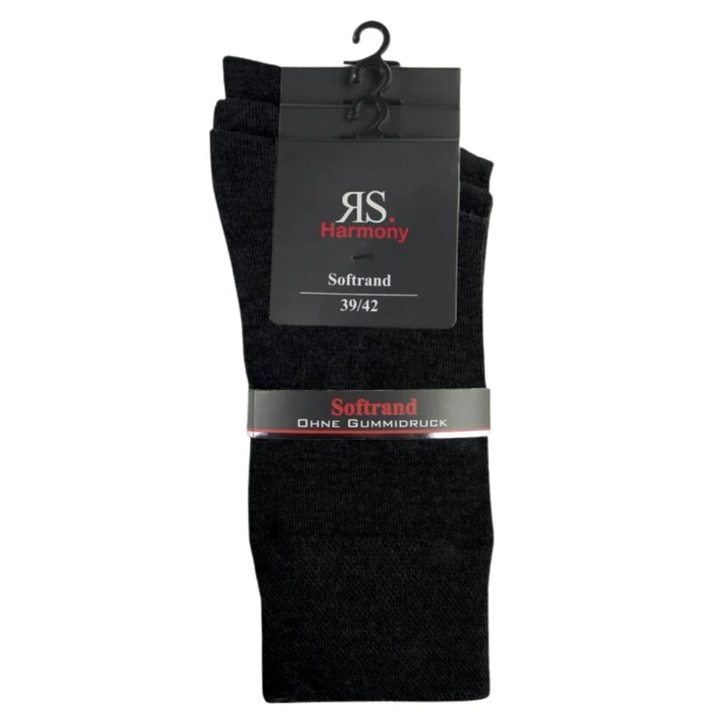 3-15 Paar RS Harmony Businesssocken mit Softrand Schwarz, Baumwollsocken für Herren