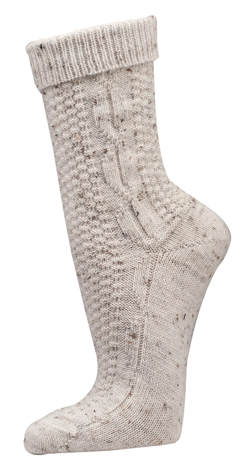 2 Paar Trachtensocken mit Wolle Zopfmuster Landhaussocken für Damen Herren beige