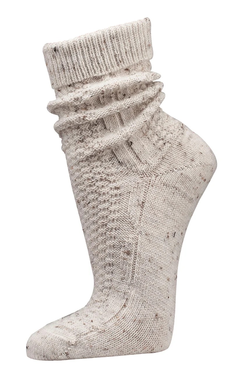 2 Paar Trachtensocken mit Wolle Zopfmuster Landhaussocken für Damen Herren beige