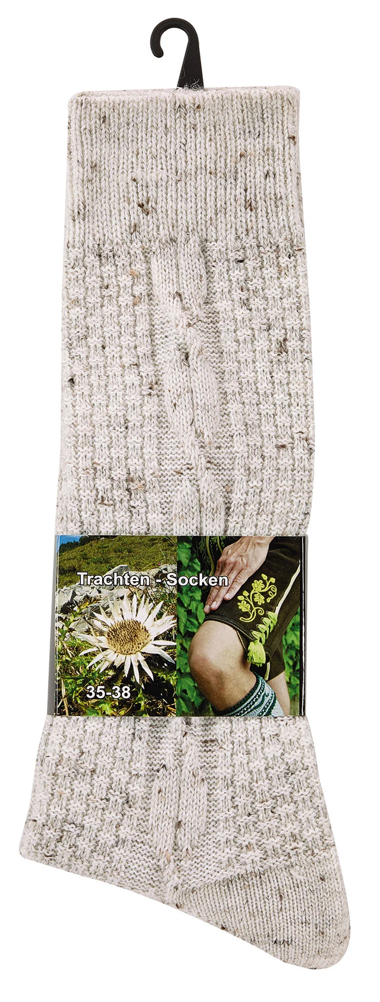 2 Paar Trachtensocken mit Wolle Zopfmuster Landhaussocken für Damen Herren beige