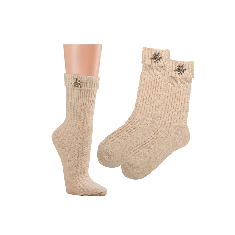 2 Paar Trachtensocken mit Edelweiß Pin Trachten Socken Leinen Oktoberfest