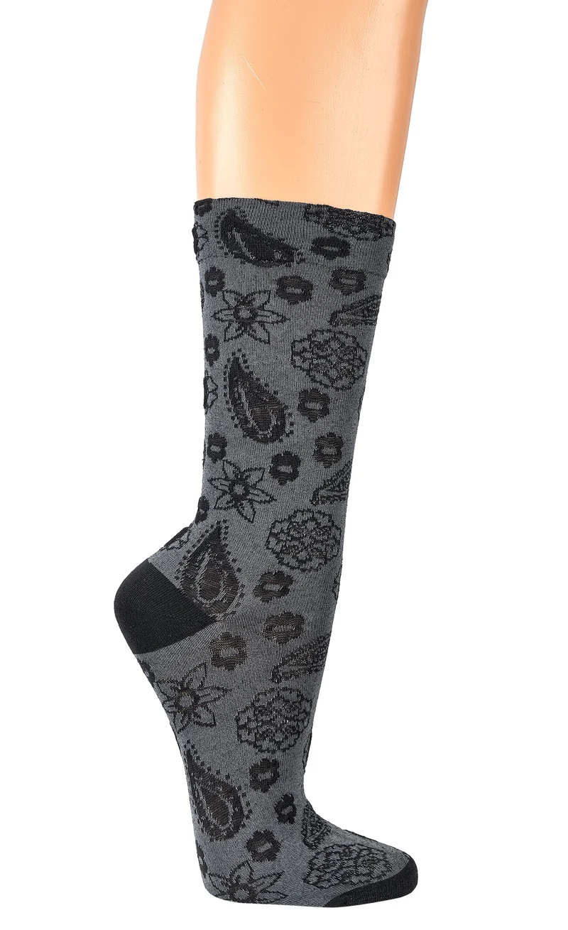 Landhaus Socken Damen mit romantischem Blumenmuster | Vintage | 2 Paar