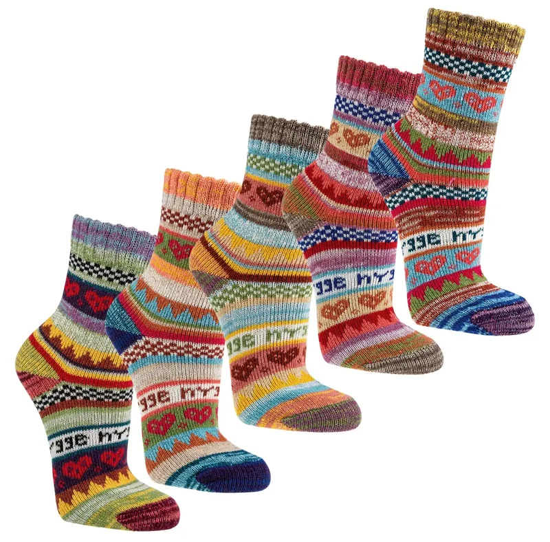 Kindersocken ohne Naht bunt im Norweger-Look | 3 oder 6 Paar (Gr. 15–34)