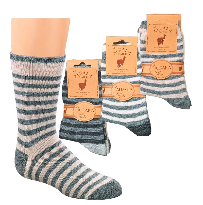 Wollsocken für Kinder mit Alpakawolle – 2 Paar (Gr. 23–42)