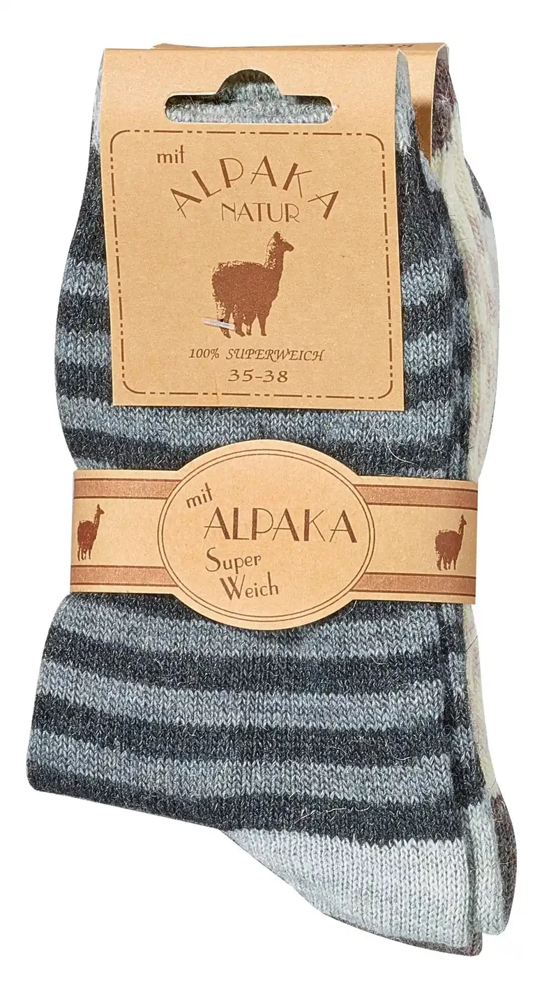 Wollsocken für Kinder mit Alpakawolle – 2 Paar (Gr. 23–42)